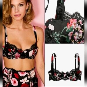 Victoria's Secret Very Sexy Atelier  Satin Lace Trim Balconette Bra! 36DDD